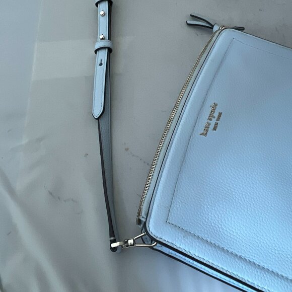 Kate Spade Watercolor Blue Knott Pebbled Leather Crossbody Bag - Picture 8 of 13